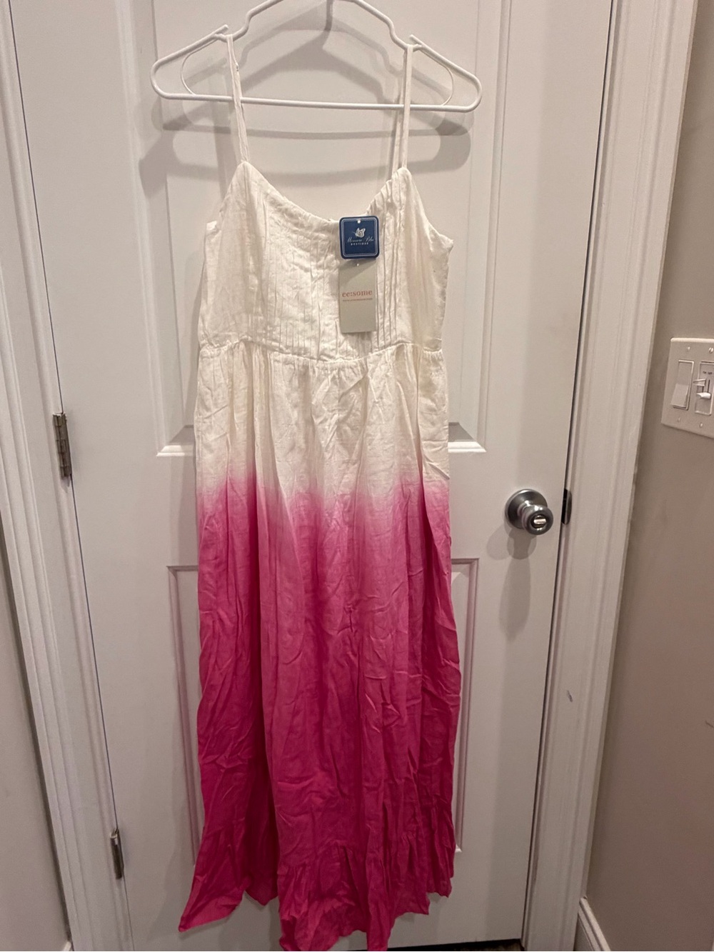 eesome White to Pink Ombre Maxi Dress